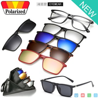 Polarized แว่นกันแดด คลิปออน แม่เหล็ก เปลี่ยนเลนส์ได้ 5 สี 5 แบบ รุ่น 2249 แว่นตา ทรงสปอร์ต วัสดุ PC ( เลนส์โพลาไรซ์ )