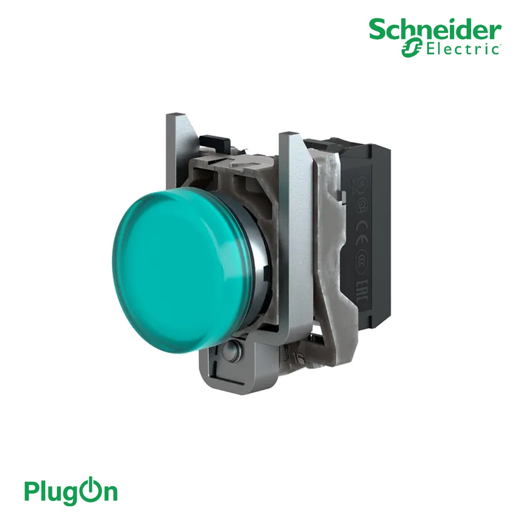 Schneider XB4BVB3 ไพล็อทแลมป์ไฟแสดงสี แบบสีเขียวชนิด LED ใช้กับไฟ 24 V AC/DC ตัวฐานเป็นอลูมิเนียม