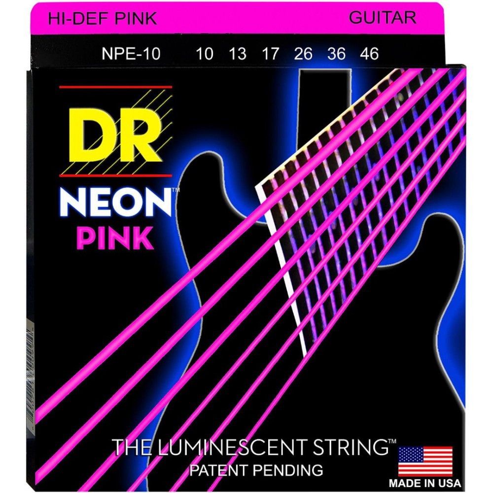 DR Pack 2 ชุด สายกีต้าร์โปร่ง สายกีต้าร์ไฟฟ้า สายเคลือบเรืองแสง Hi-Def Neon™ Multi-Color Colored Electric Guitar Strings