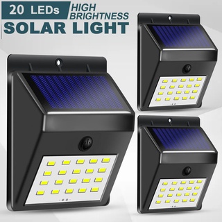 【Ready Stock !】3Pcs COD ไฟโซล่าเซลล์ โคมไฟติดผนัง ใช้พลังงานแสงอาทิตย์ Solar Light 20 LED