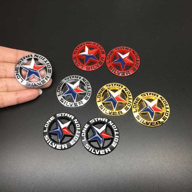 2 ชิ้น / เซต โลหะ ขนาดเล็ก โลโก้ LONE STAR SILVER EDITION ตราสัญลักษณ์ รถมอเตอร์ไซค์ สติกเกอร์ ป้ายสัญลักษณ์ ตราสัญลักษณ์
