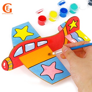 Diy เครื่องบินไม้สีธรรมชาติของเล่นสําหรับเด็กเพื่อการศึกษา
