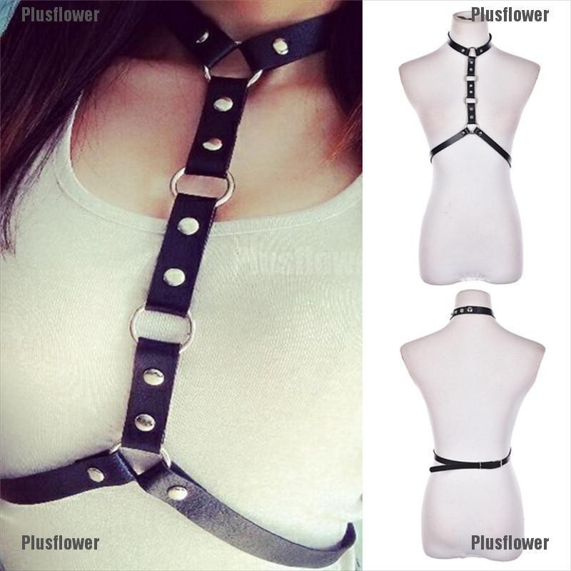 Plusflower New Leather Harness Chest Punk Body Bondage Waist Belt