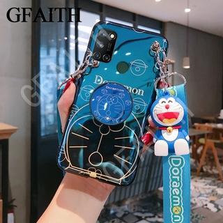 เคสโทรศัพท์ Realme 7i / Realme C17 Phone Case Blu-ray Doraemon Cartoon Doll Bracket With Fashion Letter Strap Cover 2020 Tebaru Casing Realme7i RealmeC17