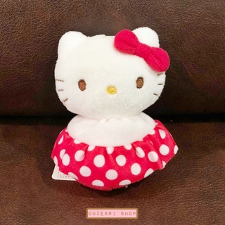 ตุ๊กตา Hello Kitty Pote Pote จากญี่ปุ่น ก้นถ่วง ตั้งได้ ขนาด 10 x 6 x 6 ซม. แบบชุดกระโปรงแดงจุดขาว