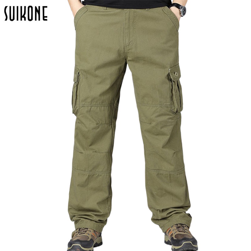 Suikone  ชุดเอี๊ยมผู้ชาย กางเกงกีฬาหลายกระเป๋าที่ทันสมัย ​​ทรงหลวม และลำลอง ใส่ได้ทั้งชายและหญิง
