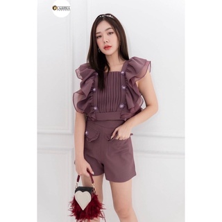 Peach &amp; Purple set ระบายขาสั้น