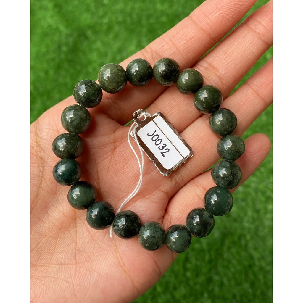 J0032 หยก พม่า แท้ Jade กำไล ประคำหยก (Jadeite Beads Bracelet) พม่า (Myanmar)