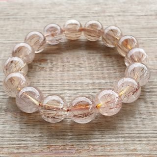 กำไลข้อมือหิน ไหมนาก (pink Rutillated quartz) งานหินแท้เกรดพรีเมี่ยม เส้นแร่หินวิ่งไปทางเดียว ราคาพิเศษไม่แพง