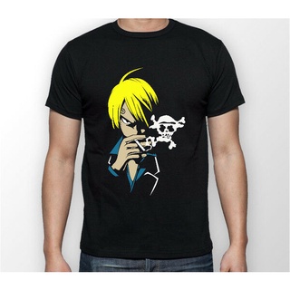 คอลูกเรือเสื้อยืดคอกลมเสื้อยืดคอกลม แขนสั้น พิมพ์ลายการ์ตูนโจรสลัด One Piece Sanji แฟชั่นสําหรับผู้หญิงผ้าฝ้ายแท้