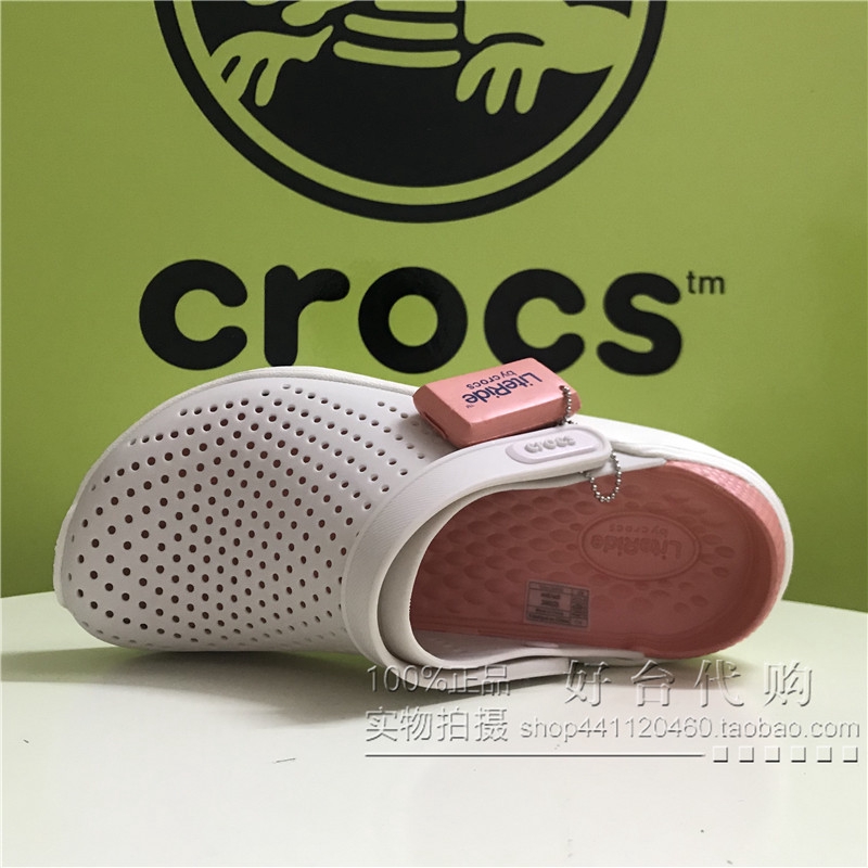 แท้100% Crocs รองเท้า [ราคาถูกและดี]LiteRide  ของผู้หญิงรองเท้าชายหาดเปลือยสีชมพูรองเท้าชายหาด ราคาถ
