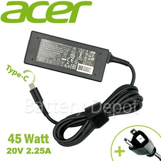 Acer Adapter ของแท้ Acer 20V/2.25A 45W หัว Jack USB Type-C สายชาร์จ เอเซอร์ อะแดปเตอร์, สายชาร์จ Acer