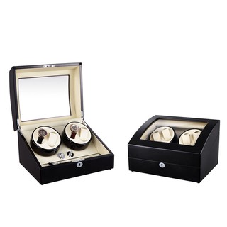 Watch Winder กล่องหมุนนาฬิกา ออโตเมติก แบบอโตเมติก 4 เรือน ควอตซ์ 6 เรือน สีดำ/สีครีม