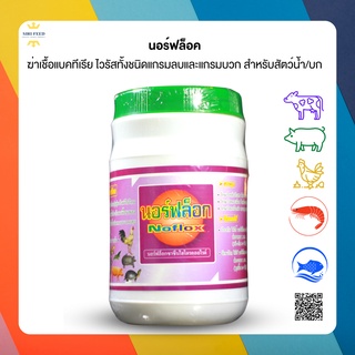 นอร์ฟล็อค ฆ่าเชื้อแบคทีเรีย ไวรัสทั้งชนิดแกรมลบและแกรมบวก สำหรับสัตว์น้ำ/บก