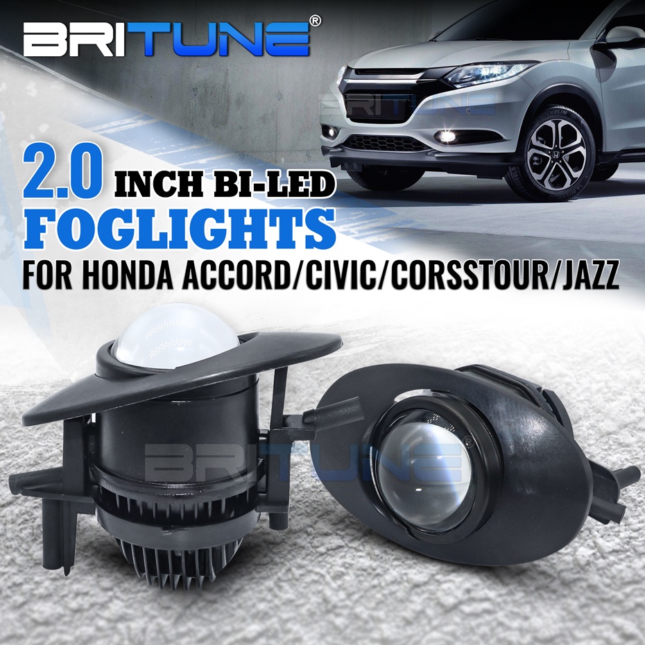 ไฟตัดหมอก LED Bi-LED PTF เลนส์โปรเจคเตอร์ สําหรับ Honda Accord Civic Fit Jazz Crosstour LED Spot Driving Lamp Retrofit