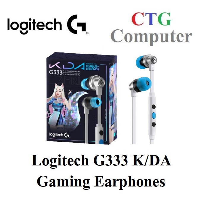 Logitech G333 K/DA Gaming Earphones in-Line Mic and Controls Gaming-Grade Dual Drivers Durable Aluminum Housing (หูฟัง)