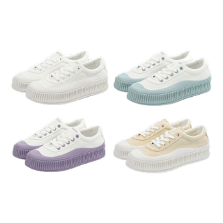 KANGOL Sneaker รองเท้าผ้าใบรุ่น New Macaron แบบผูกเชือก สีขาว,ม่วง,กากี,ฟ้า 62521601