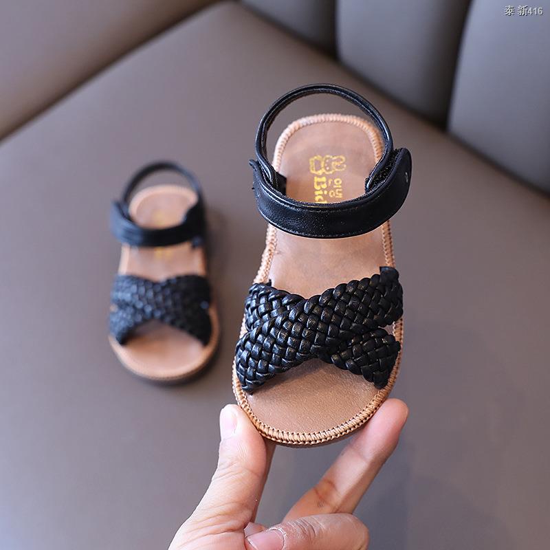 2021 Summer Toddler Girls Sandals Children Princess Shoes Baby Woven Sandals Comfortable Soft