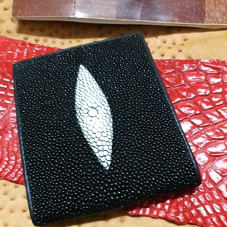 stingray  wallet  black lacing กระเป๋าหนังปลากระเบนแท้