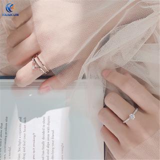 Womens Fashion Zircon Ring Opening Adjustable Crown Two-in-one Ring