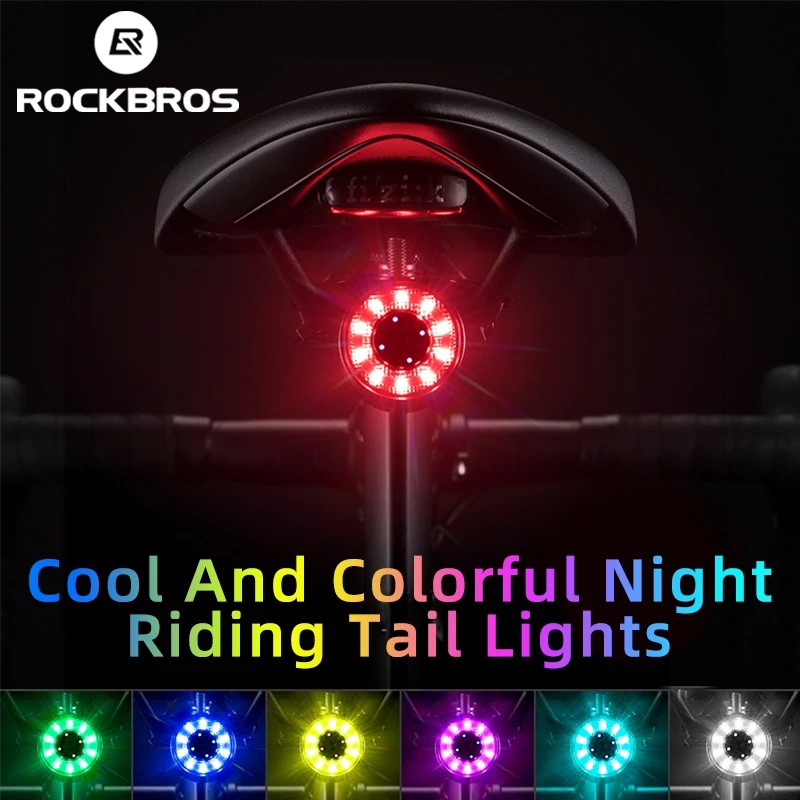 【TH Delivery】ROCKBROS ไฟท้ายจักรยาน LED ชาร์จ USB หลายสี