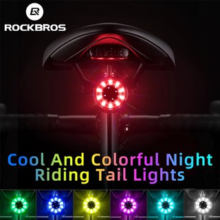 Rockbros ไฟท้ายจักรยาน LED ชาร์จ USB หลายสี