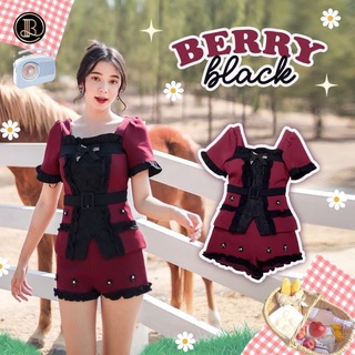 มือสอง Berry Black : BLT เซทเสื้อ+กางเกง ดำแดง งานสวยมาก