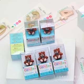 เทียนวันเกิดหมีน่ารัก🐻(พร้อมกล่อง) เทียนวันเกิดน้องหมี(ถุง1ชิ้น(ชมพู))
