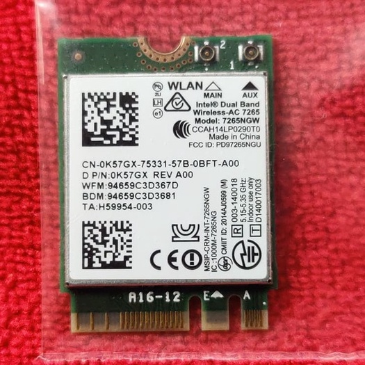 DELL Wireless Card Wifi Intel Dual Band Wireless-AC 7265 7265NGW 0K57GX K57GX