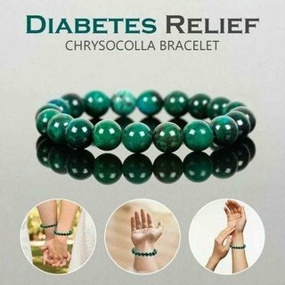 สร้อยข้อมือลูกปัดหินธรรมชาติสีเขียว Diabetes สําหรับผู้หญิงและผู้ชาย