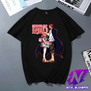 เสื้อยืด ลายภาพยนตร์ one piece akagami And uta สีแดง