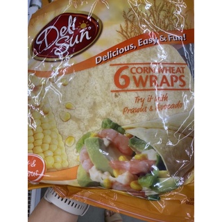 แผ่นแป้งข้าวโพด ผสม ข้าวสาลี ตรา เดลีซัน 360g. Corn Wheat Wraps ( Delisun Brand ) คอร์น วีท แรพ