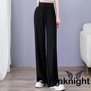 ☌HF✬Women´s Solid Color High Waist Drawstring Loose Fit Wide-Leg Pants