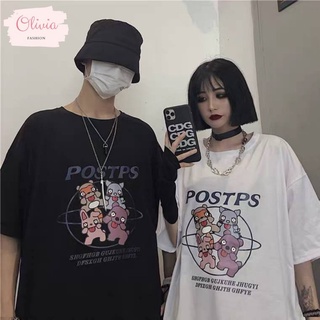 🍓Olivia🍓พร้อมส่ง🌈 💥เสื้อยืด oversize ลายการ์ตูน  สไตล์เกาหลี 🤩🤩  #BB01