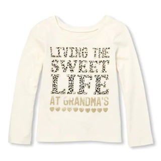 Long Sleeve Glitter Leopard Living The Sweet Life Graphic Tee แบรนด์  The Childrens Place