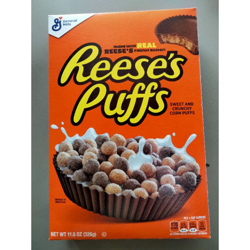 General Mills Reeses Peanut Butter Puffs 326g. ธัญพืช อบกรอบ รส เนยถั่ว เจเนอรัล มิลล์ 326 g