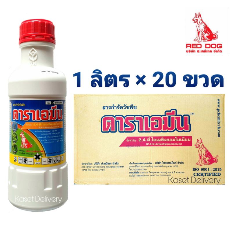 📦ยกลัง💥ดาราเอมีน💥 หมาแดงน้ำ กำจัดวัชพืชใบกว้าง ยาฆ่าหญ้า ผักบุ้ง แห้วหมู กก หญ้ายาง หมาน้ำ 2,4-ดี 24