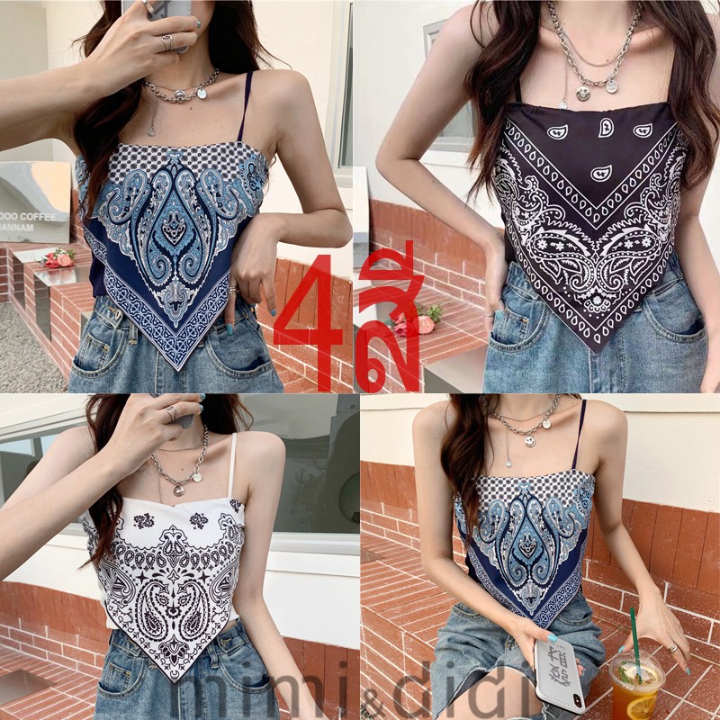mimi&didi 32036-1 เสื้อสายเดียวปาดไหล่ เซ็กซี่น่ารักเสื้อผู้หญิง วินเทจเสื้อสายเดี่ยวเอวลอยแต่งทรงสา