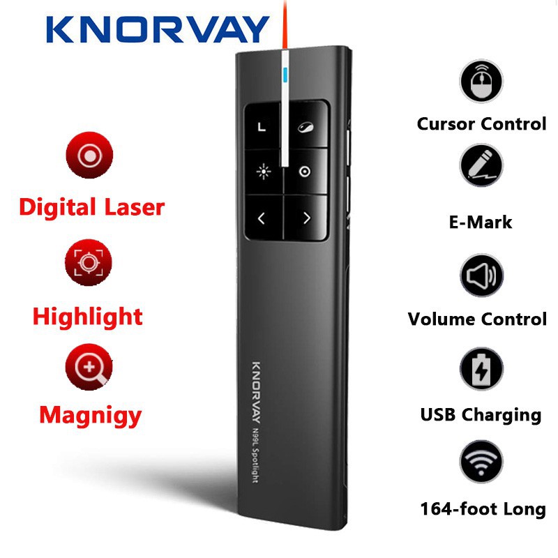Knorvay N99L Spotlight Wireless Presenter Air Mouse <Digital laser + Highlight Magnify> Pointer PPT 