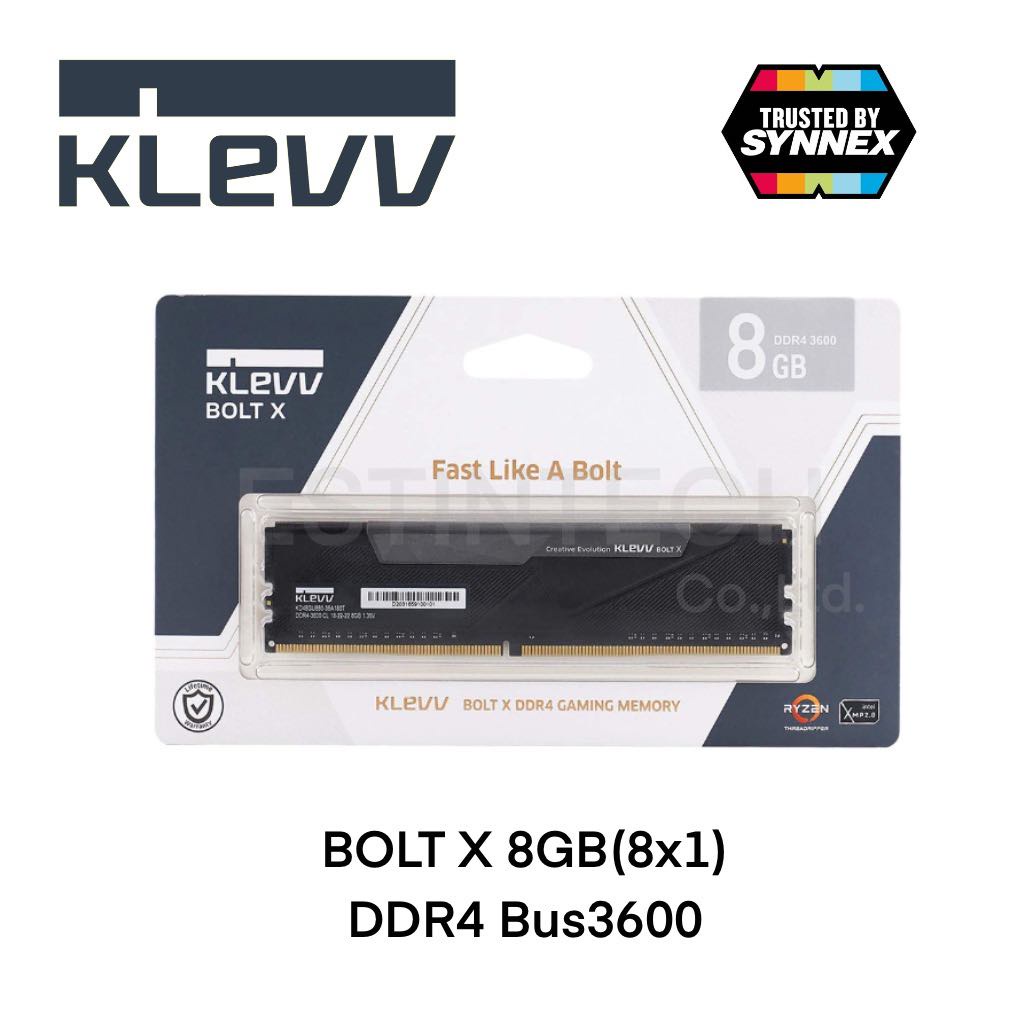 RAM (แรม) DDR4 BUS3600 8GB (8GBx1) KLEVV BOLT X ของใหม่ประกันLT