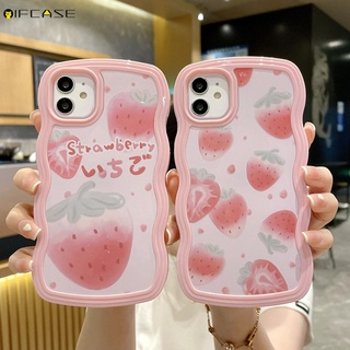 2 in 1 เคสโทรศัพท์มือถือแบบใส กันกระแทก ลายผลไม้ สตรอเบอร์รี่ สีชมพูน่ารัก สําหรับ iPhone 13 12 11 Pro Max XS Max XR X