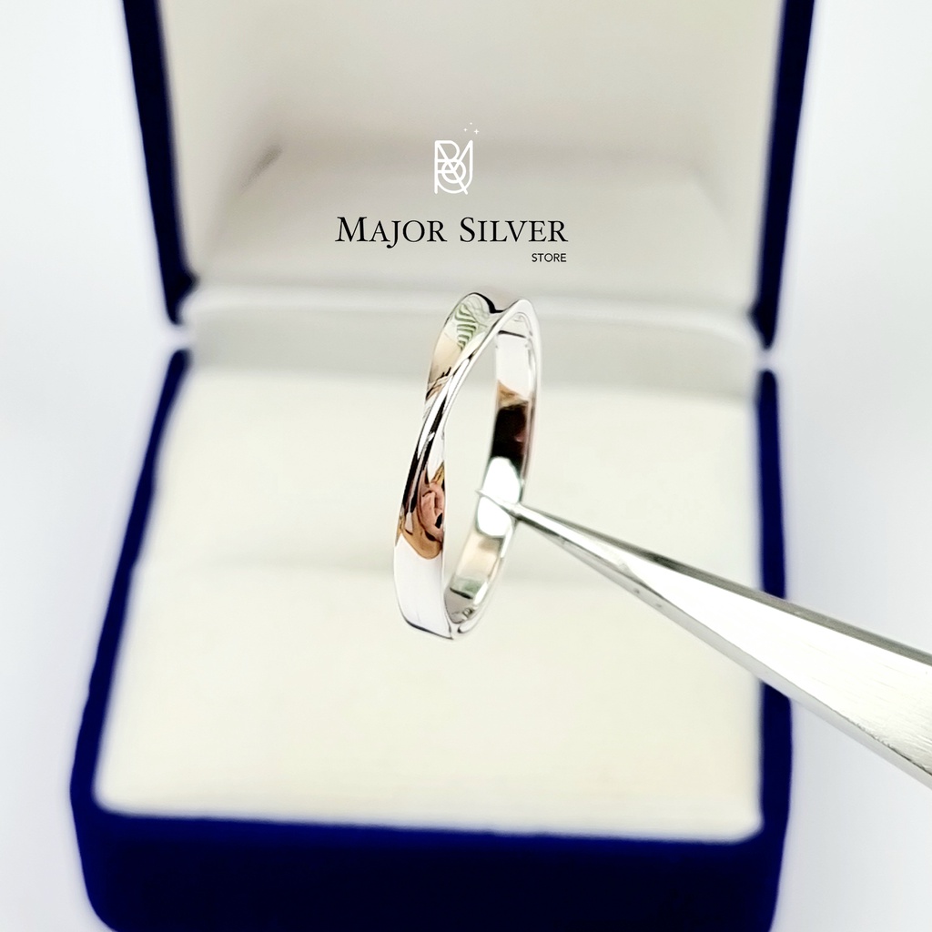 แหวนหัวบิดกว้าง3มิล / เงินแท้92.5% แฟชั่น สไตล์คลาสสิค ดีไซน์สวยเก๋ : E-V-Fla3/1.2Tw - รูปที่ 2