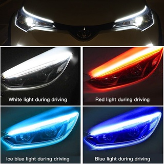 แถบไฟหน้ารถยนต์ LED DRL 12V กันน้ํา ยืดหยุ่น สีขาว 2 ชิ้น ต่อล็อต