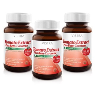 VISTRA Tomato Extract อาหารเสริมเพื่อผิวพรรณสดใสจากมะเขือเทศ 30 แคปซูล(3 ขวด)