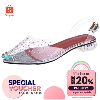 ส่งไว🔥 34-42 ส้นสูง3cm/7cm รองเท้าแตะรัดส้น  Diamond Flat ส้นใส แต่งเพชรหรูหรา สวยๆเลยค่า (916)