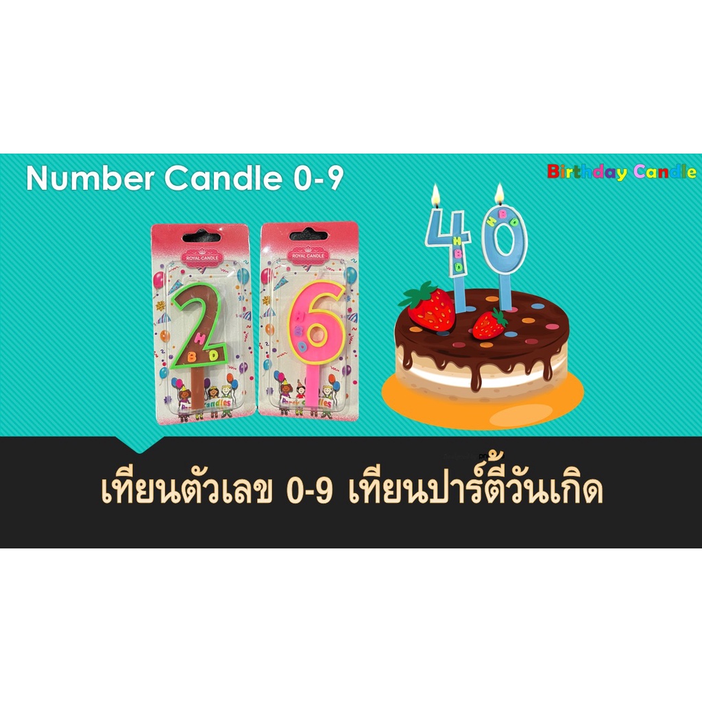 Number candle เทียนตัวเลข HBD ( 10 pcs/number) เทียนตัวเลข 0-9 (1 เเพ็ค 10 ชิ้น/เลข)