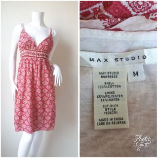 MAX STUDIO เดรสแขนุด ลายดอก ผ้าคอตตอนไม่ยืด มีซับใน  Size M รอบอก 32 -38 นิ้ว