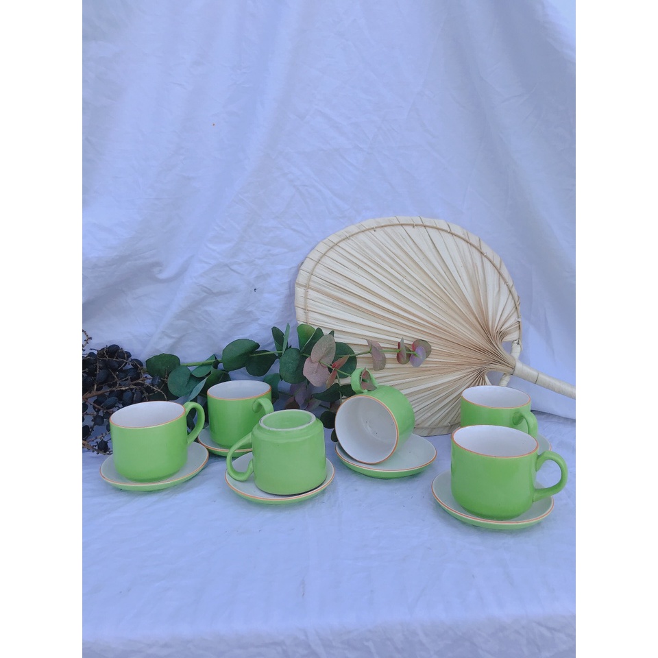 { VIETNAMESE CERAMICS } ชุดกาน้ําชาเซรามิกสีคุณภาพสูงขนาดหม้อ D10*H12/ ถ้วย D7*H8/ จานรอง D12cm