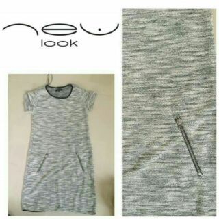 New Look Jersey Dress เดรสสีเทาผ้ายืดเนื้อดีใส่สบายๆ󾬐󾮟ชุดเดรสแขนสั้น คอกลม ผ้าถักเนื้อสวย