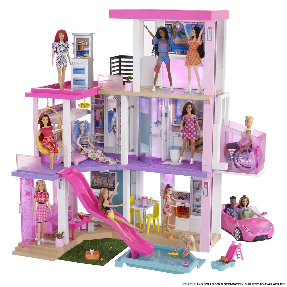 แท้ Barbie® New DreamHouse® Doll house with Pool, Slide,Elevator,Lights&Soundsบ้านพร้อมสระว่ายน้ำสไล